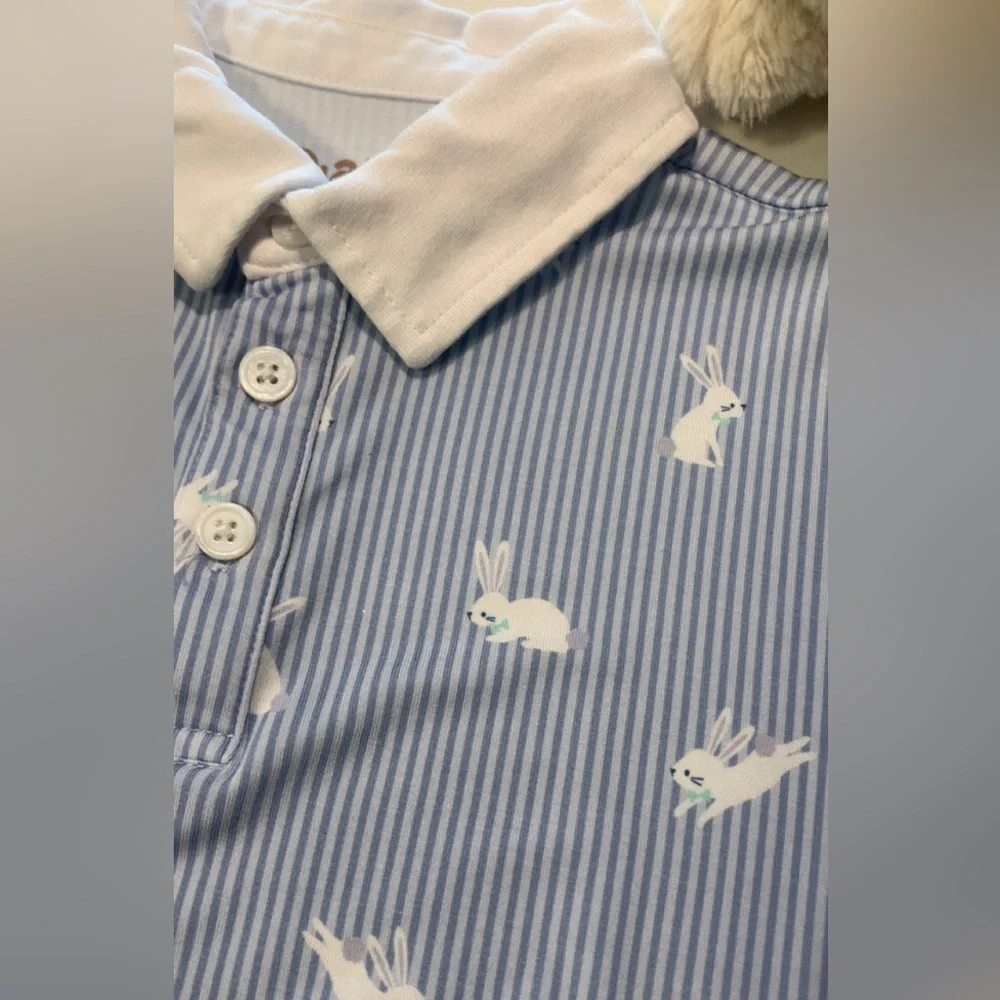 Little Sleepies Easter Bunny Polo Size 5 Matching Sibling - Picture 3 of 4